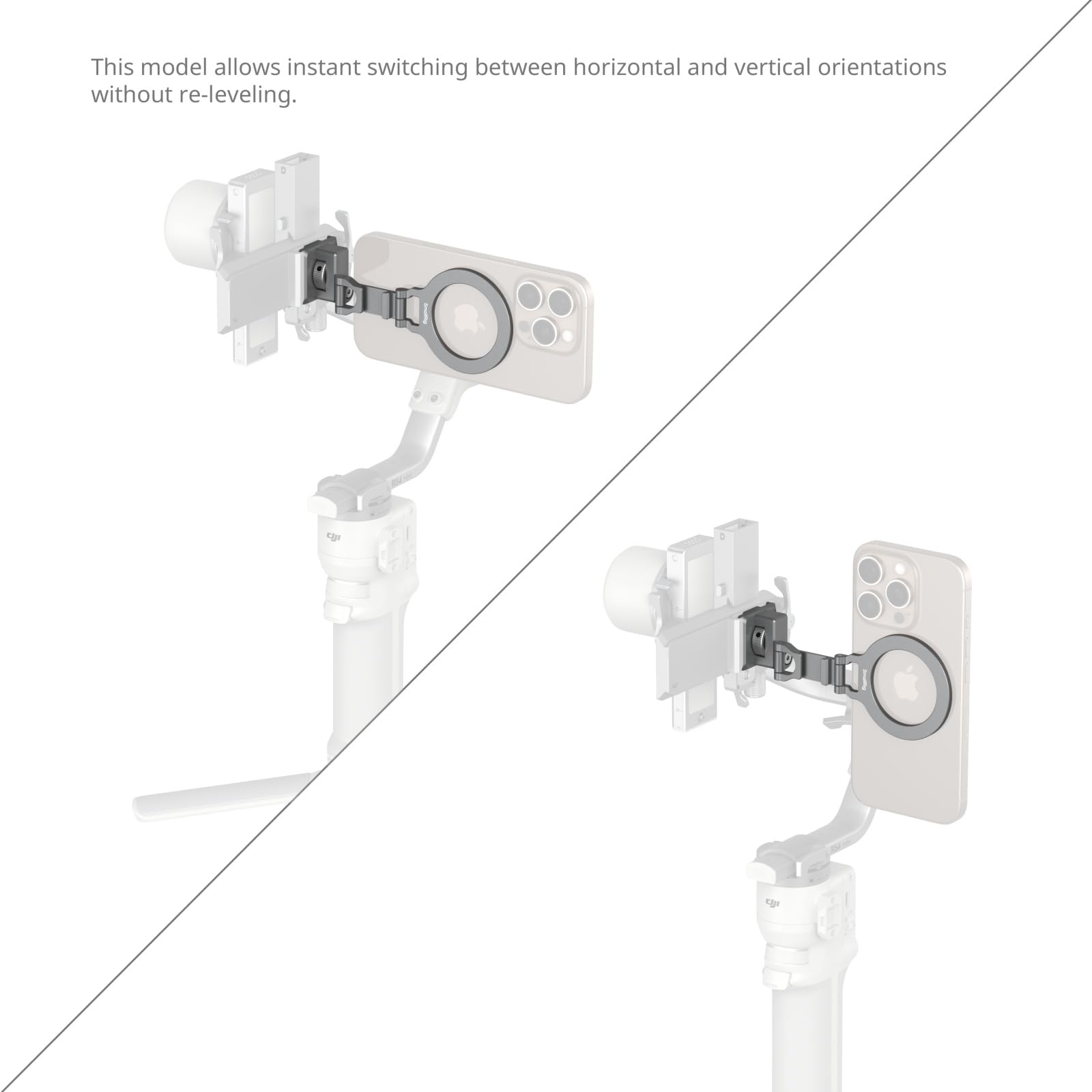 SMALLRIG Metal Phone Mount with Baseplate for Arca-Standard, Compatible for DJI RS 4 Mini, Phone Support with Cold Shoe Mount, Phone Tripod Mount for iPhone 16 15 14 - 5339