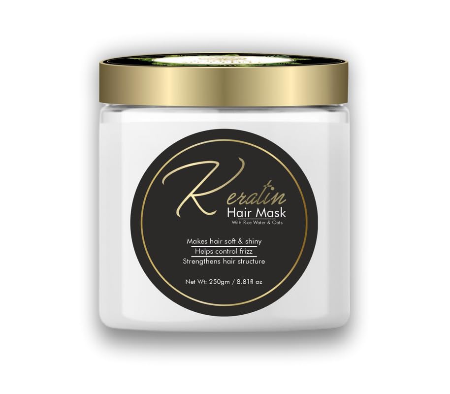 Keratin Hair Mask with Rice Water and Oats, 250gm, Makes Hair Soft & Shiny, Controls Frizz, Strengthens Hair Structure-image-23