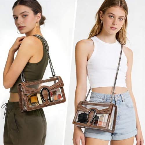 Image of Joryin Women's Stadium Approved Crossbody Bag for Women, Small Clear Bag Shoudler Purse with Chain Strap