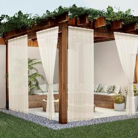 Youleyar Sheer Outdoor Curtains for Patio Cover