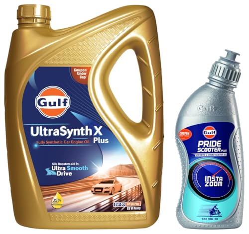 Image of GULF Ultrasynth X Sae 5W-30 - Fully Synthetic Passenger Car Engine Oil [3.5 L]- Pride Scooter Sae 10W-30 - Superior Performance 4-Stroke Engine Oil For Scooters [800 Ml]