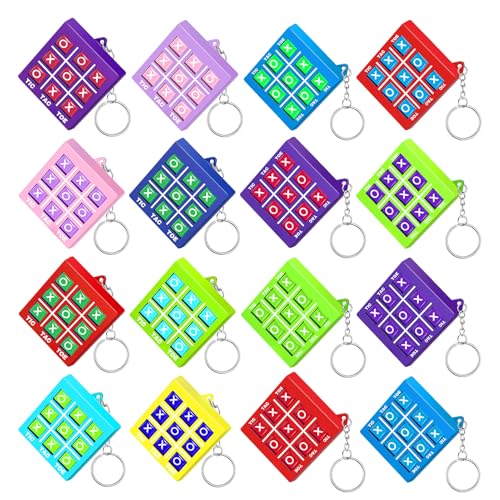 Zikenis 16 Piezas Llaveros de Tres en Raya,Llaveros Tic Tac Toe