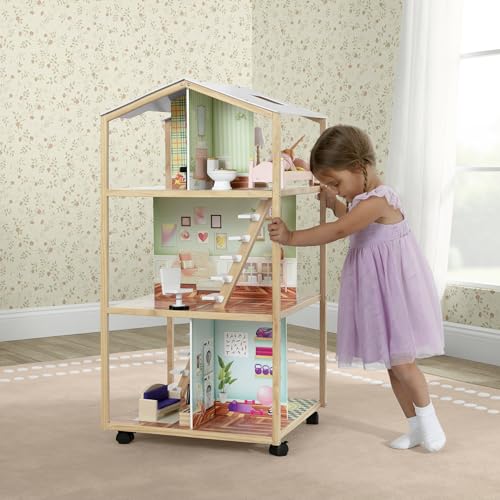 Delta Children Moveable Mansion Dollhouse - 360-Degree Play Dollhouse with Wheeled Base - Includes 16 Accessories - Fits 12-inch Dolls - Pretend Play Dream Gift for Ages 3+ - image 9