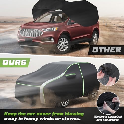 Image of Mixsuper Liner Car Cover for Ford Edge 2007-2026, 7 Layers Full Car Cover All Weather Car Covers for Ford Edge, Waterproof Outdoor Cover with Zipper Door Reflective Strips