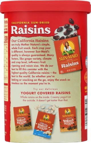 Image of Sun-Maid California Sun-Dried Raisins - 20 oz Resealable Canister - Dried Fruit for Healthy Snacks, School Lunches, and Natural Sweeteners (Pack of 2)