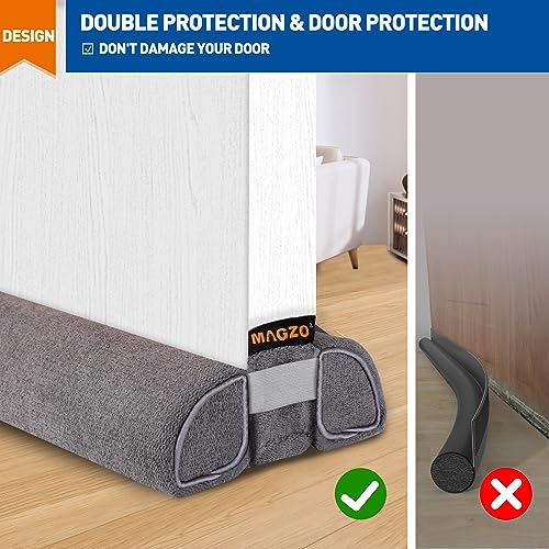 MAGZO Twin Door Draft Stopper 40 Inch Under Door Gap Blocker Weighted Snake Dust