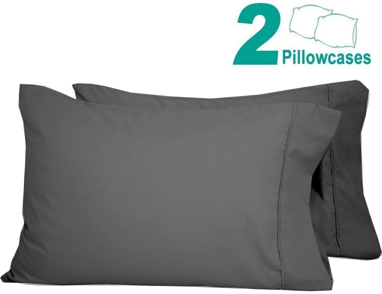 Precious Star Linen American Choice - Funda de almohada de algodón egipcio de 425 hilos, 2 piezas, color gris oscuro