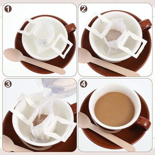 Image of Coffee Filter Bag, Coffee Filters Paper Bag, Pour Over Coffee Filter Bag for Coffee Dripper and Drip Coffee Maker, Disposable Natural Unbleached (Pack of 50 White)