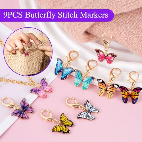 Image of HUISUYTON 4Pcs Handmade Crochet Tension Ring, Adjustable Crochet Tension Ring for Finger, Metal Open Yarn Guide Crocheting Loop Ring, Gifts for Crocheters Knitters Mother Grandma