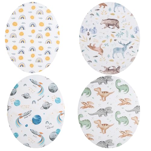 Image of Bassinet Sheets 4 Pack Compatible with Graco Pack 'n-Play Dome LX Bassinet(not playard),Stretchy Ultra Soft Sun /Forest Deer /Space /Dinosaur