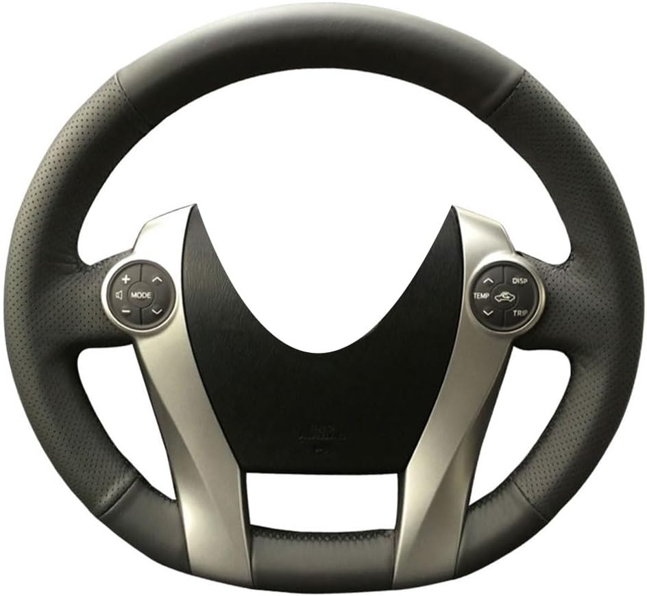 DIY Steering Wheel Cover for 2010 2011 2012 2013 2014 2015 Toyota Prius Hatchback/for 2012-2019 Prius C/for 2012-2017 Prius V Wagon Plug-in Black Microfiber Leather Interior Accessories