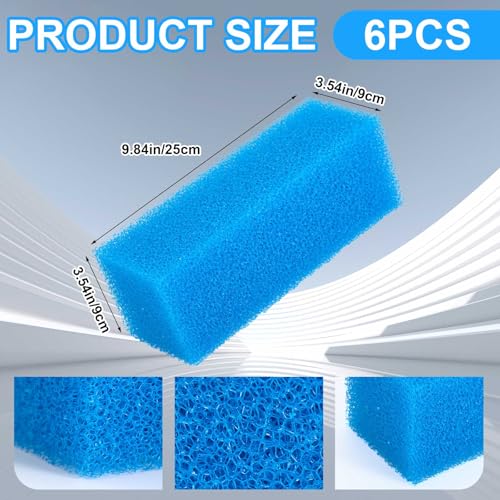 Image of Threlaco 6 Pack Foam Filters Compatible with AquaClear 110 Power Filter, Aqua Clear A623 Aquarium Filter, Foam Insert Sponge Pads for Use in Freshwater & Saltwater Aquarium (Blue)