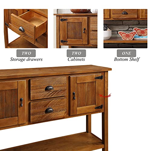 Merax Farmhouse Kitchen Sideboard Buffet Storage Cabinet With Drawers And Doors, Sideboard Storage Cabinet With Open Shelf For Living Room Kitchen Dining Room, Brown #TOP3
