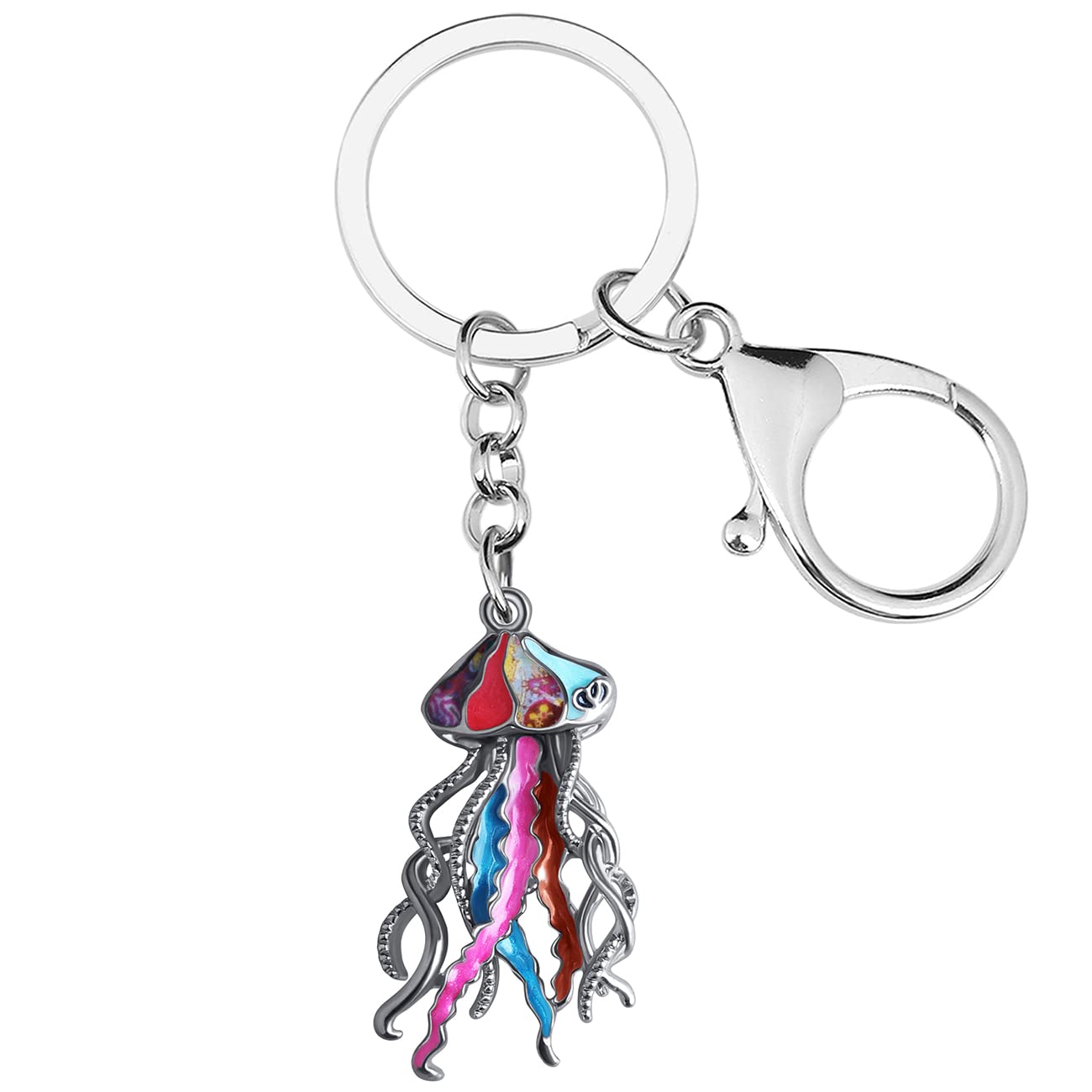 DUOWEI Cute Jellyfish Keychain Jelly fish Keyring Pendant Sea Animals Jewelry Gifts Backpack Car Keys Charms for Women Girls Multi