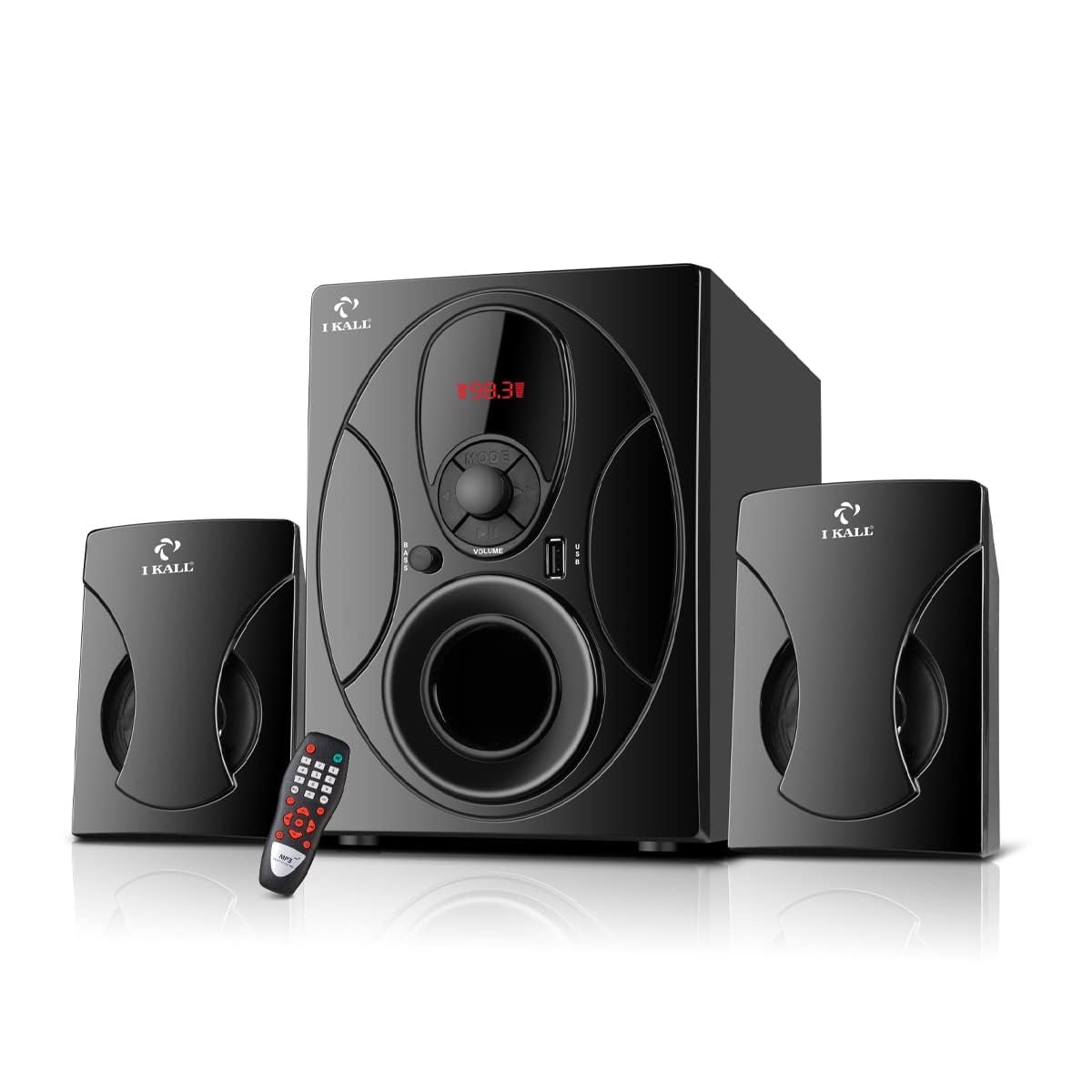 IKALL IK44 2.1 Bluetooth Home Theatre Speaker System - High Power Sound, Remote, Elegant Design (Black)