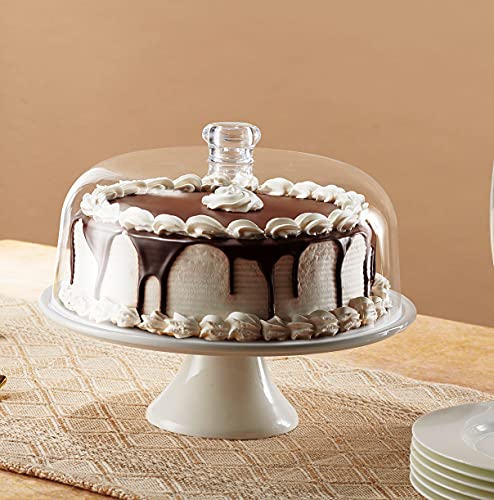 Godinger Cake Stand, Ceramic Footed Cake Plate Server With Shatterproof Acrylic Dome Lid #TOP3