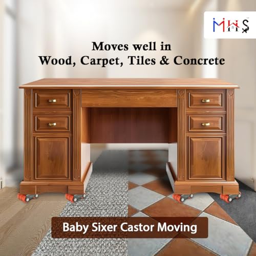 Image of MHS Heavy Duty Revolving Caster Wheels - 360 Rotating Sixer Castor Wheels with Roller | 4pcs with Screws in 1 Set | for Trolley, Furniture, Table, Bed | Made in India (175 KG Load Capacity, 1, Set)