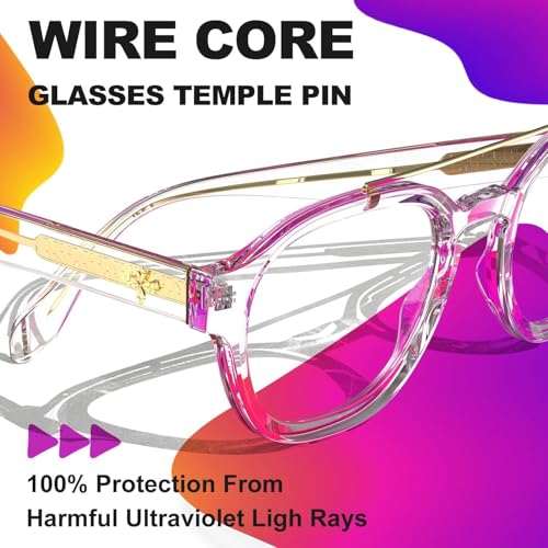 Image of VISOONE Retro Round Anti Eyestrain Metal Medium Eyewear Blue Light Blocking Glasses for Computer Gaming Women Man SANFORD