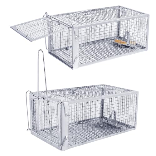 Kwaiyole Extra Large Humane Rat and Mice Traps 2 Pack Effective Live Cage Traps for Outdoor and Indoor Live-Catch Mouse Rat Trap Pets and Children Friendly Sturdy Highly Sensitive Catcher