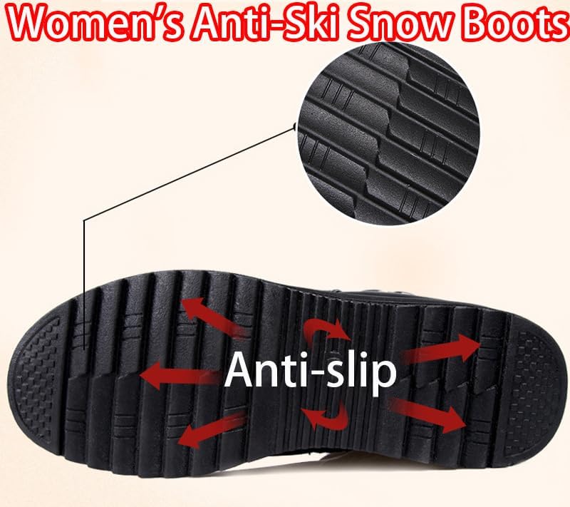 Women's Metal Buckle Genuine Leather Wool Orthopedic Boots,Winter Warm Slip On Fur Lined Snow Boots with Side Zipper - Image 4