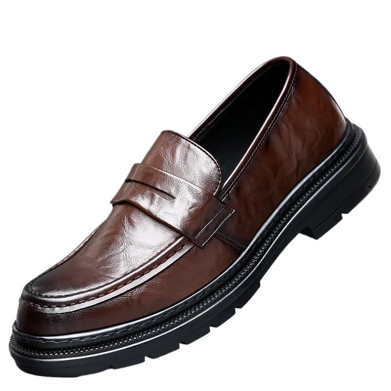 Genuine Leather Men's Office Shoes, Lace-Up Formal Oxfords