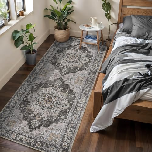 Image of Tangsoo 2x6 Washable Runner Rug for Hallways, Vintage Non Slip Rug Runners