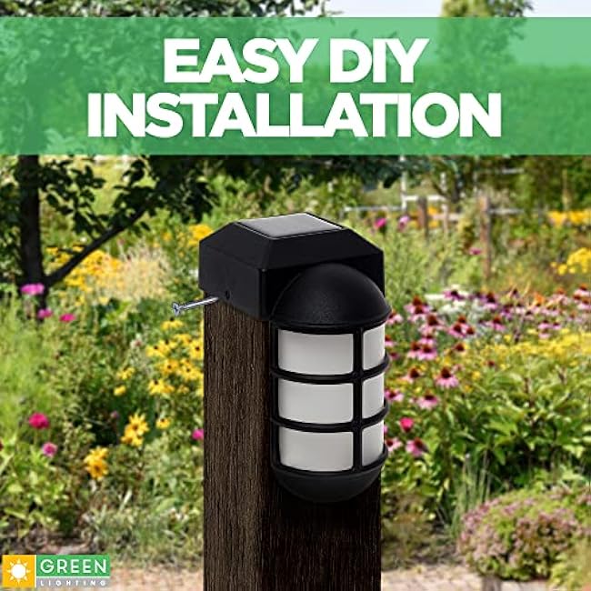 GreenLighting Marina Solar Post Cap Lights Fits 4x4 Wood Nautical Lighting Black 8 Pack