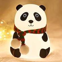 K4Mart Silicone Touch Lamp Night LED Light For Kids Gifts For Teen Girls Boys Women Squishy Nightlight Lamp Cute Stuff Kawaii Aesthetic Baby Room Decor (Panda), White