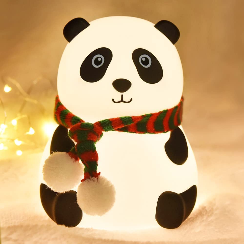 fizzytech Rechargeable Silicone Panda Night Lamp with 7 Colour Changing Light, Soft Touch Bedside Lamp for Kids & Bedroom Decor