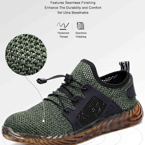 HANCHA Breathable Mesh Upper Work Safety Shoes, Lightweight Labour Insurance Shoes, Smash and Puncture Resistant Steel Toe Sneakers, Unisex Outdoor Adventure Protection Footwear(Black,EU 38) by HANCHA - Used condition - Image 5