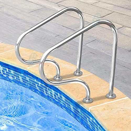 Handrails Durable Pool Safety Handrails Pool Handrails Pool Deck Handrails Handrails with Grip Covers + Pool Skimmer (B)