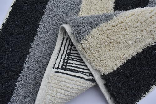 Image of Embossed Super Soft Anti Skid (40x60 cm) Super Absorbent Mats Microfibre 2000 GSM Door Mats for Home /Bathroom /Bedroom /Kitchen /Floor Mat (Pack of 1) Pattren - Solid (3 line Grey)