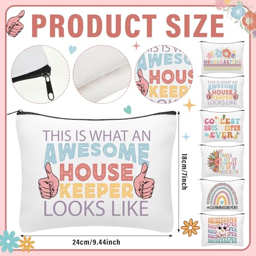 Kacctyen 24 Pcs Housekeeping Week Gifts Bulk 12 Boho Makeup Bag 12 Retractable Badge Reels Housekeeping Appreciation Gift for Housekeeper Cleaner Staff Team Employee Coworker Custodian Supplies3