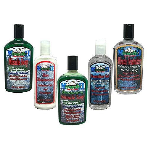 Miracle II Soap, Moisturizing Soap, Neutralizer (22 oz), Neutralizer Gel - (8 oz) & Skin Moisturizer (8 oz) Value Pack