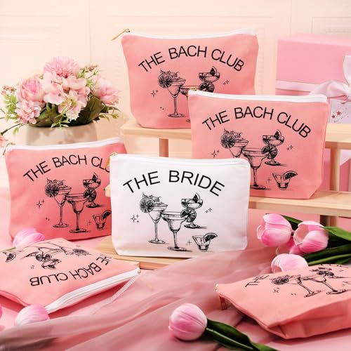 10 Pcs The Bach Club Martini Cosmetic Bags Bachelorette Bridesmaid Gift Bags for Wedding Bridal Bachelorette Martini Party Favor Decoration Toiletry Makeup Case Gifts(Pink)4