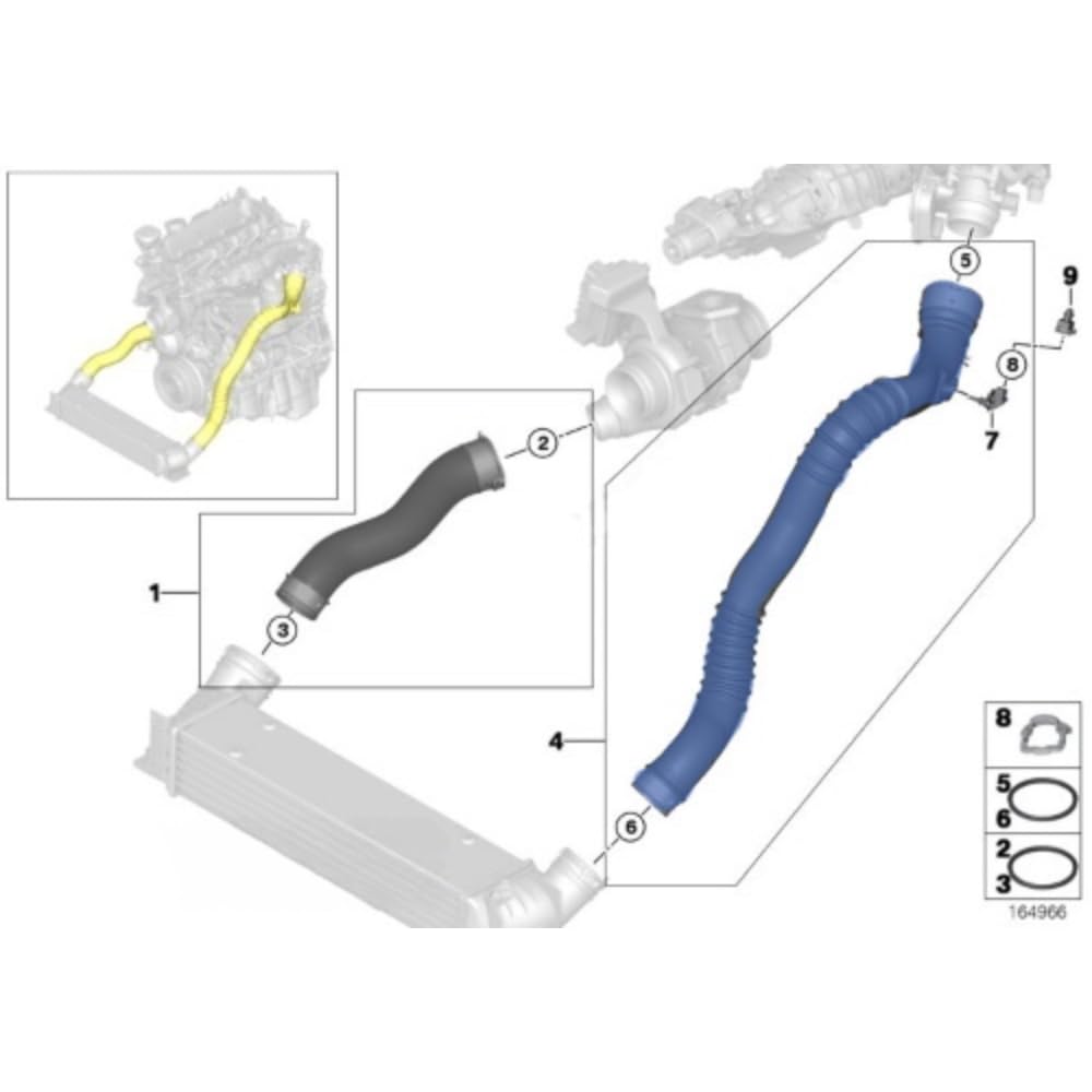 WIELEN TUBO INTERCOOLER COMPATIBILE CON, BMW 1 E88 E82 118d 120d 123d 3 E90 E91 E92 E93 3.1d 3.2d 3.2xd X1 E84 18d 18dX 20d 20dX 23dX,11617797483, TUBO ARIA IN PLASTICA 11617797483