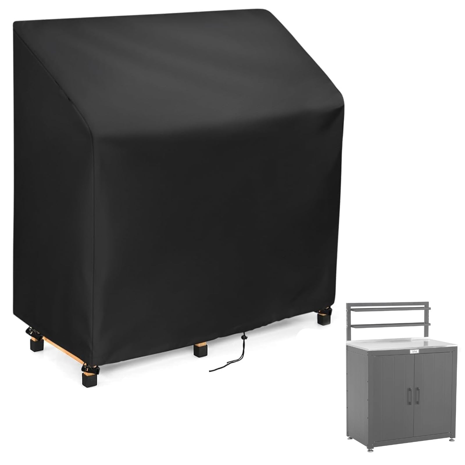Canyonus Garden Potting Bench Cover 94 x 54 x 110/74 cm, Waterproof Dustproof Outdoor Potting Table Cover with Drawstring, 420D Heavy Duty Covers for Greenhouse Workbench