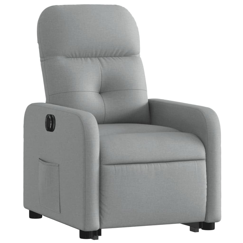 Sillón de relax eléctrico con ayuda para levantarse de tela, color gris claro