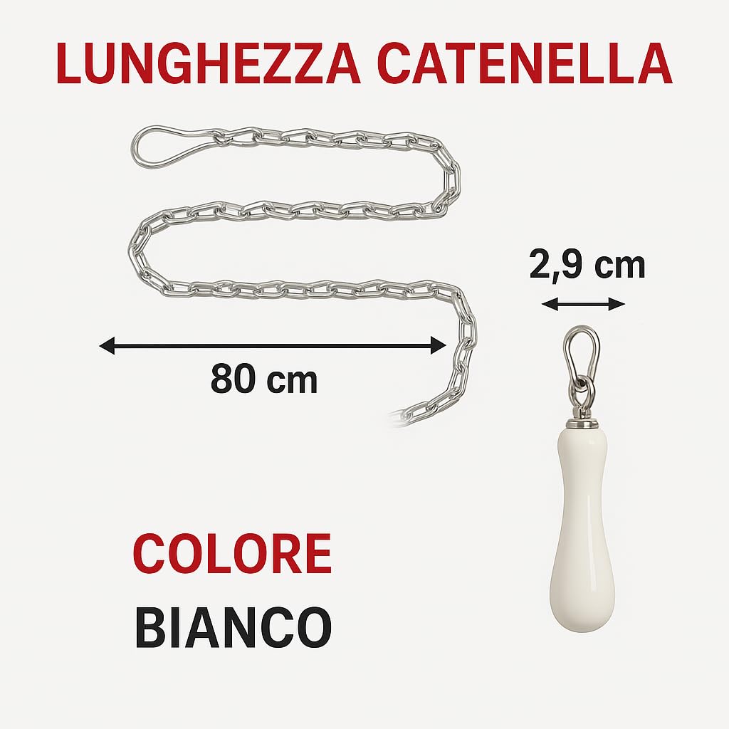 Catenella a maglia ovale con Pull in ceramica bianco per cassetta wc alta by HYDRO HOME