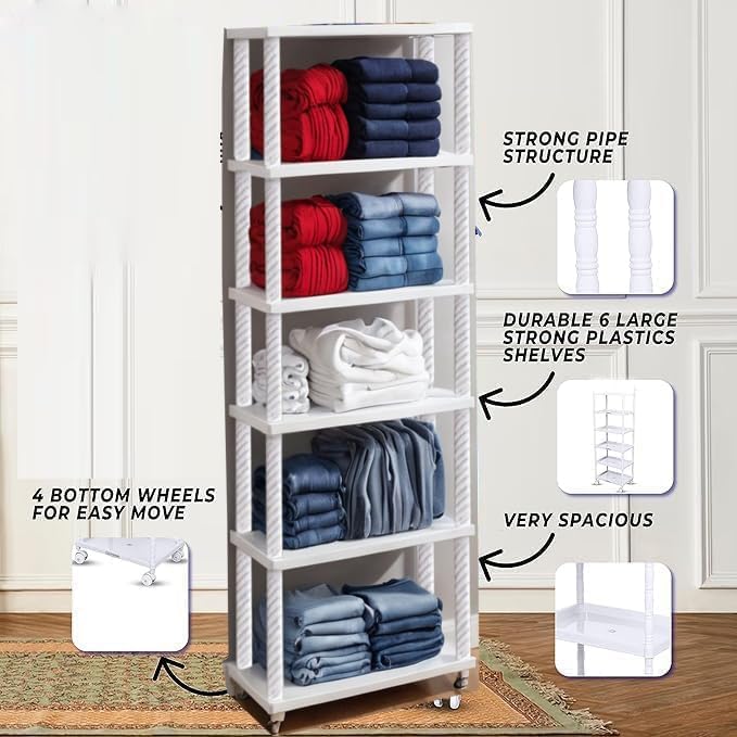 Image of Book Self - Layer Portable Book Shelf, Kids Books Racks for Home Plastic, Bookshelf for Home, Book Shelves, Book Stand, Book Organizer, Book Rack for Study Room /Library /Bedroom (6 Shelf)