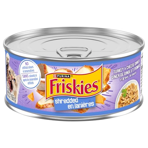 Friskies Shredded Wet Cat Food, Turkey & Cheese Dinner in Gravy - 156 g Can (24 Pack) image 2
