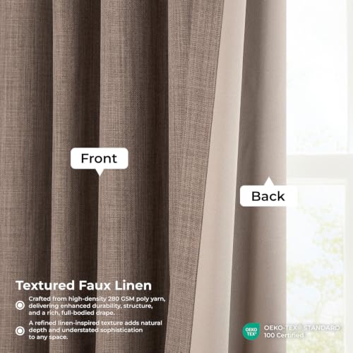 Image of HPD Half Price Drapes - Faux Linen Curtains for Living Room (1 Panel) - 100W X 108L - Extra Wide Textured Room Darkening Curtains for Bedroom 108 Inches Long - Drapes for Home Decor, Dutch Cocoa