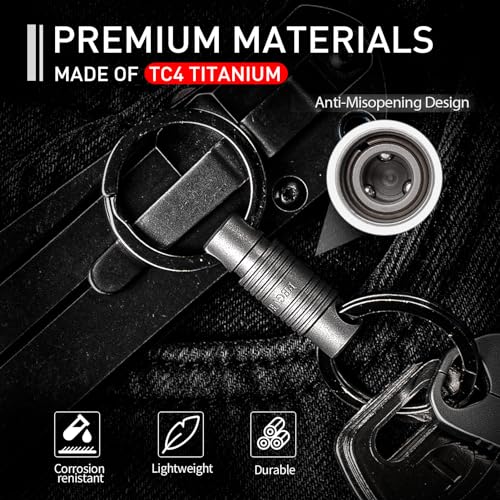 TISUR Titanium Quick Release Keychain, 360° Rotation Separating Keychain,Small Pull Apart Key Chain With Detachable Key Rings - Image 5