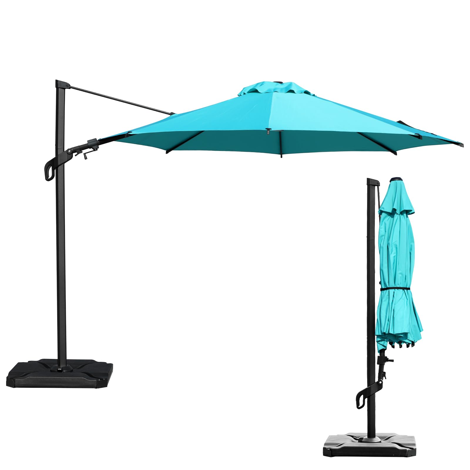 Abba Patio 10FT Vienna Offset Patio Umbrella Outdoor Cantilever Umbrella with 360° Rotation Design and Easy Tilt Adjustment UV 50+ Protection 8 Ribs for Backyard Garden Deck Pool Patio, Light Blue
