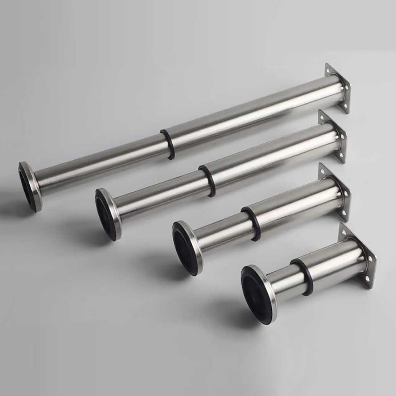 Stahlia Meubelpoten, verstelbaar, 18 cm hoog, chroom, glans, 38 mm, belastbaar tot 250 kg, voor bank, meubels, metalen poten, plankpoten