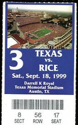 1999 Texas Longhorns v Rice Owls Game Ticket