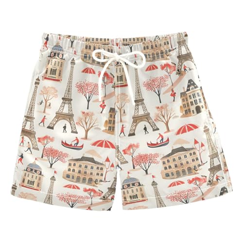 ALAZA Sheep Blossom Rainbow Leaf Boys Quick Dry Beach Board Shorts Kids Swim Trunks Bathing Suit Swimsuit 3T