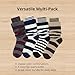 NUGUSP Women's Striped Slouchy Cotton Blend Crew Socks 4 Pairs, Double Layer Cozy Warm Fashion Calf Length for Fall Winter (4 Pairs - Navy/Black/Burgundy/Brown)
