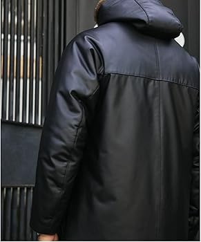 Invierno Nuevo Mens Chaqueta De Shearling Chaqueta De Cuero Negro Chaqueta Con Capucha De Piel Para Hombre De Negocios Casual Abrigo, Negro, S
