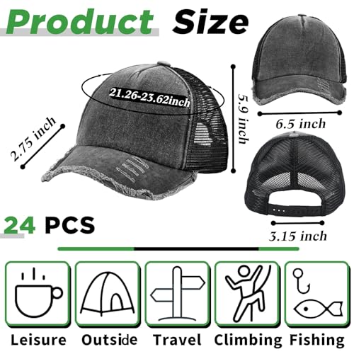 Image of Suhine 24 Pcs Blank Trucker Hat Bulk Unisex Mesh Baseball Cap for Sublimation Embroidery Vintage Adjustable Hat for Men Women